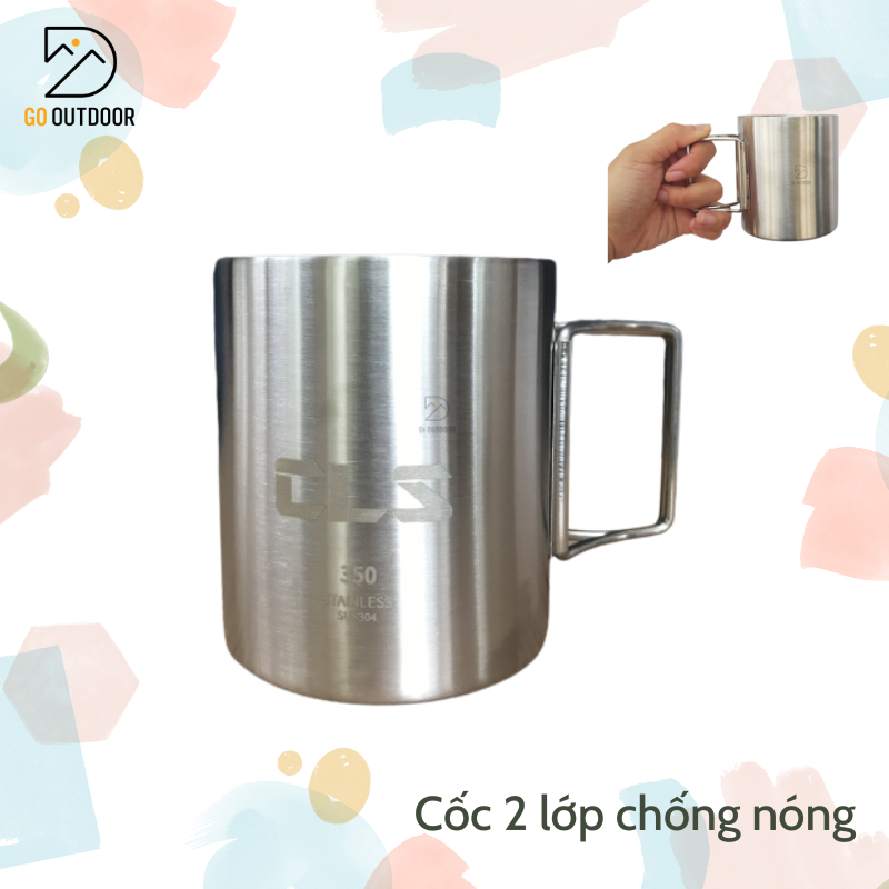 Cốc Dã Ngoại Chống Nóng 2 Lớp 350ml Thép Không Gỉ 304