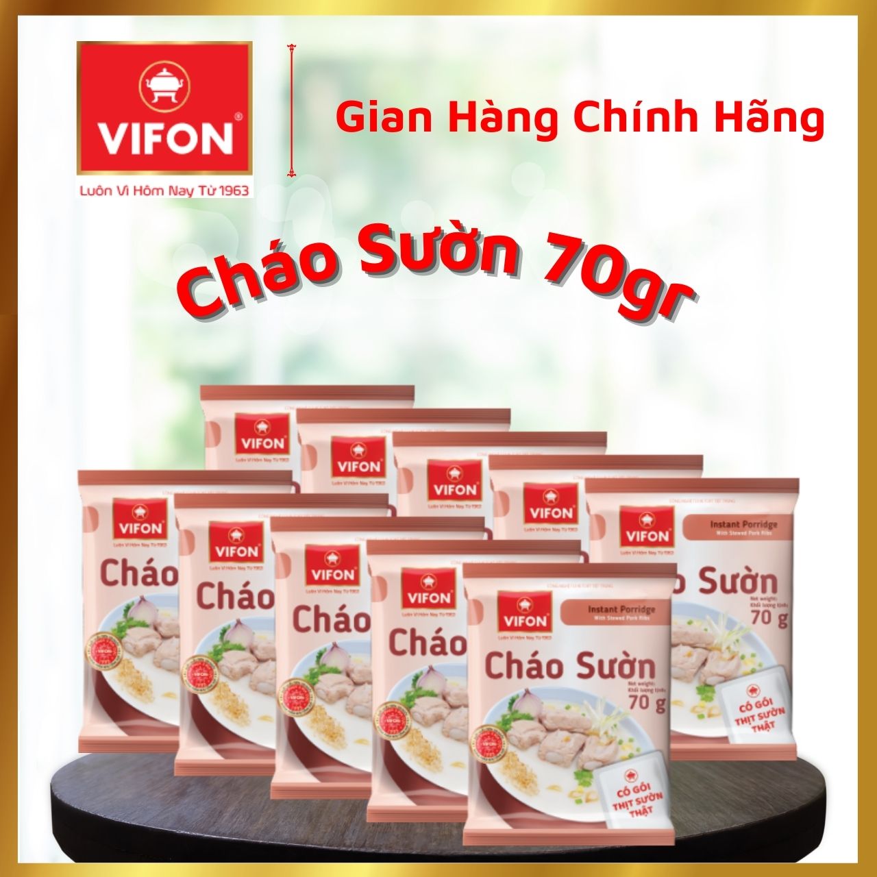 Thùng 50 Cháo Sườn VIFON có Gói Thịt Thật 27gr  (70g / Gói)