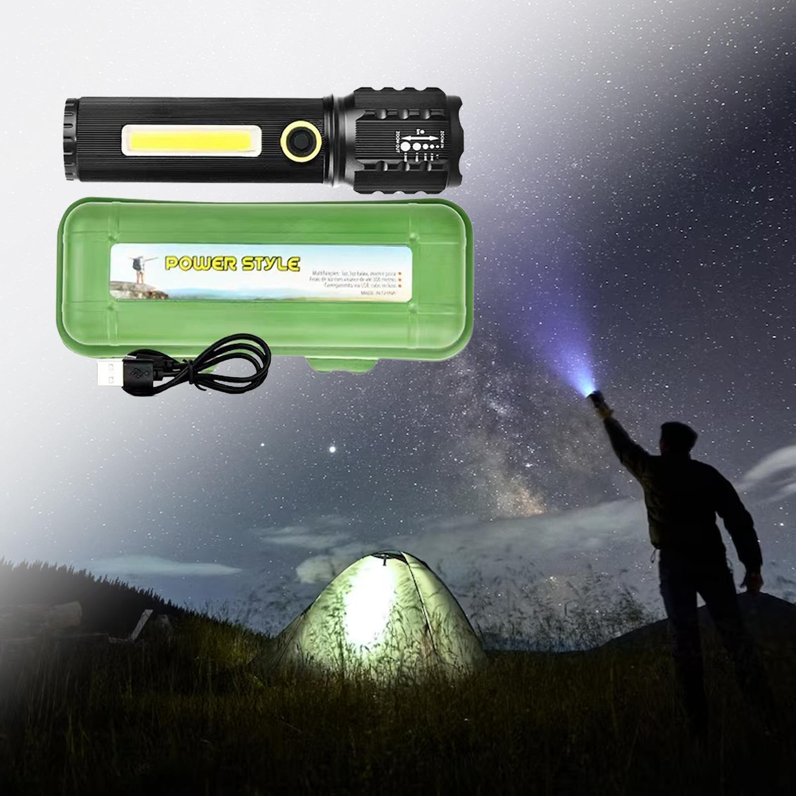 LED Flashlight Pocket Flashlight Small Flashlight Flash Light Compact USB LED Torch Lantern Handheld Torch Light for Camping Car Home Garage