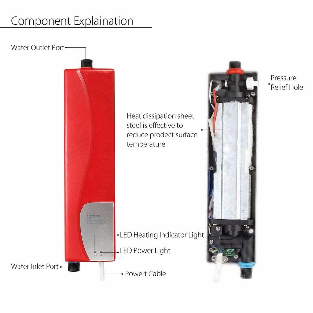 Bộ máy nước nóng IPP 3000w nhỏ gọn kèm Vòi sen - Home and Garden