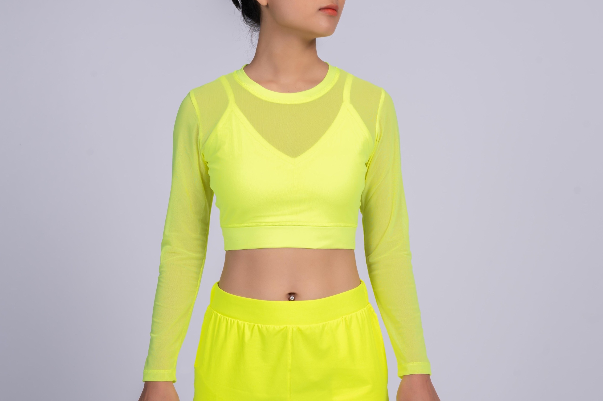 Áo Croptop Tay Dài Tập Gym Nữ Kiểu Kín Đáo, Cá Tính Ôm Body Tập Gym Yoga Aerobic CH015