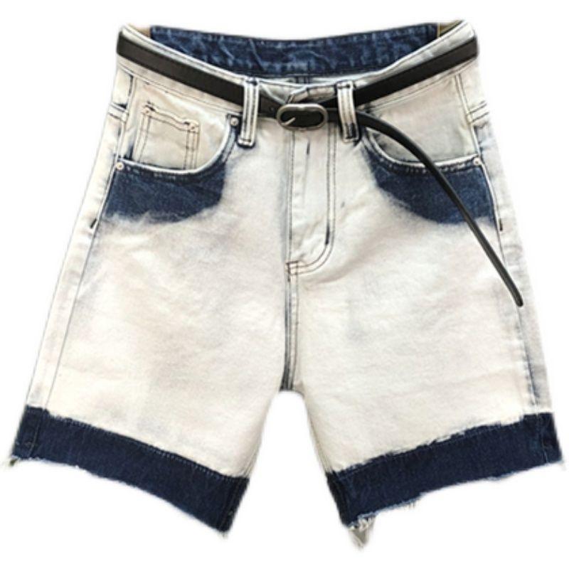 Quần Short Denim Ống Rộng Màu Sắc Tương Phản Thời Trang Dành Cho Nữ