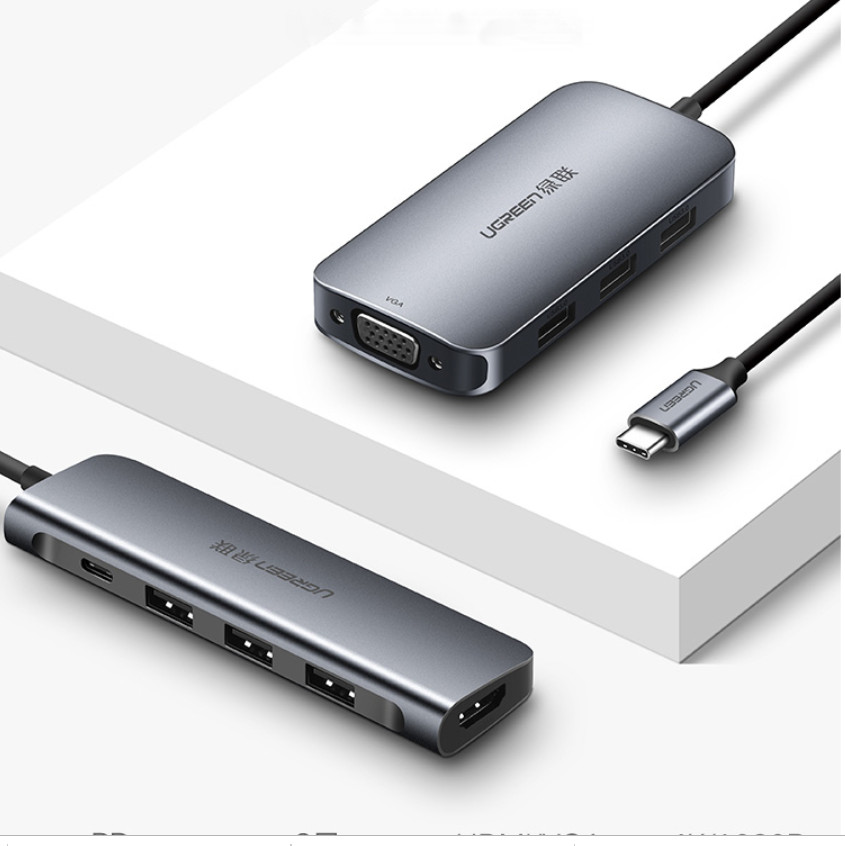 Bộ chuyển đổi USB type C sang HDMI + Hub USB 3.0 (3 cổng) chính hãng UGREEN CM136 50209 - Hàng nhập khẩu