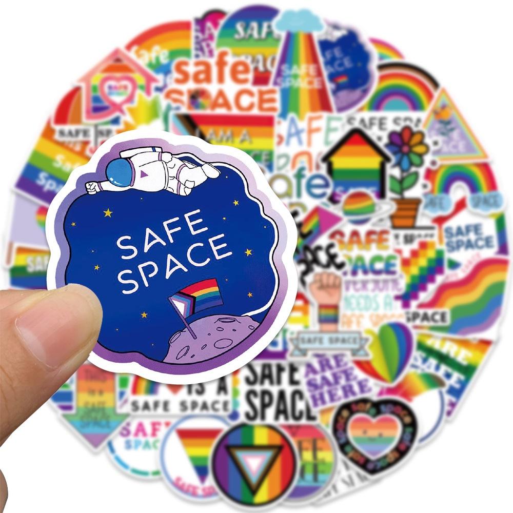 Set 50 Cái STICKER Cầu Vồng 7 Màu Chống Thấm Nước Trang Trí Điện Thoại , Laptop , Vali Siêu Nét