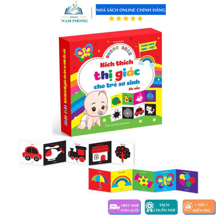 Bộ thẻ flash card kích thích thị giác cho trẻ sơ sinh zic zắc - Song ngữ Anh Việt - Gồm 40 thẻ