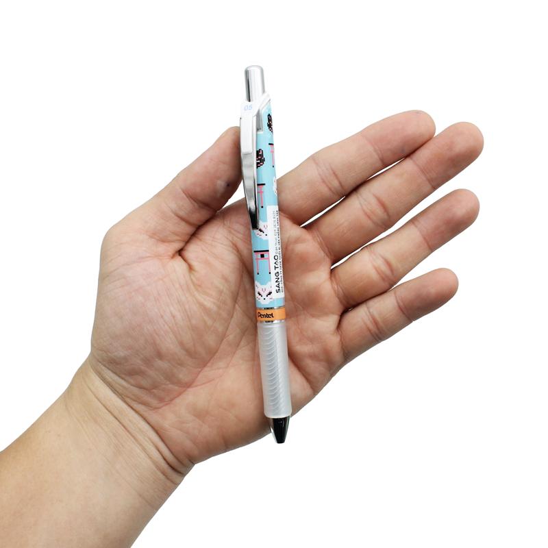 Bút Gel EnerGel Kawaii Pixel Art 0.5 mm - Pentel BLN75KW37-C - Kitsune - Mực Xanh