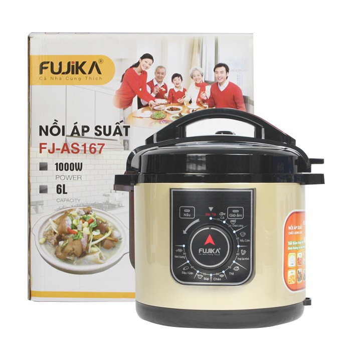 Nồi Áp Suất Điện 6L FUJIKA Công Suất 1000W Với 9 Chức Năng Nấu Công Nghệ Nhật Bản (Màu Ngẫu Nhiên)-Hàng Chính Hãng