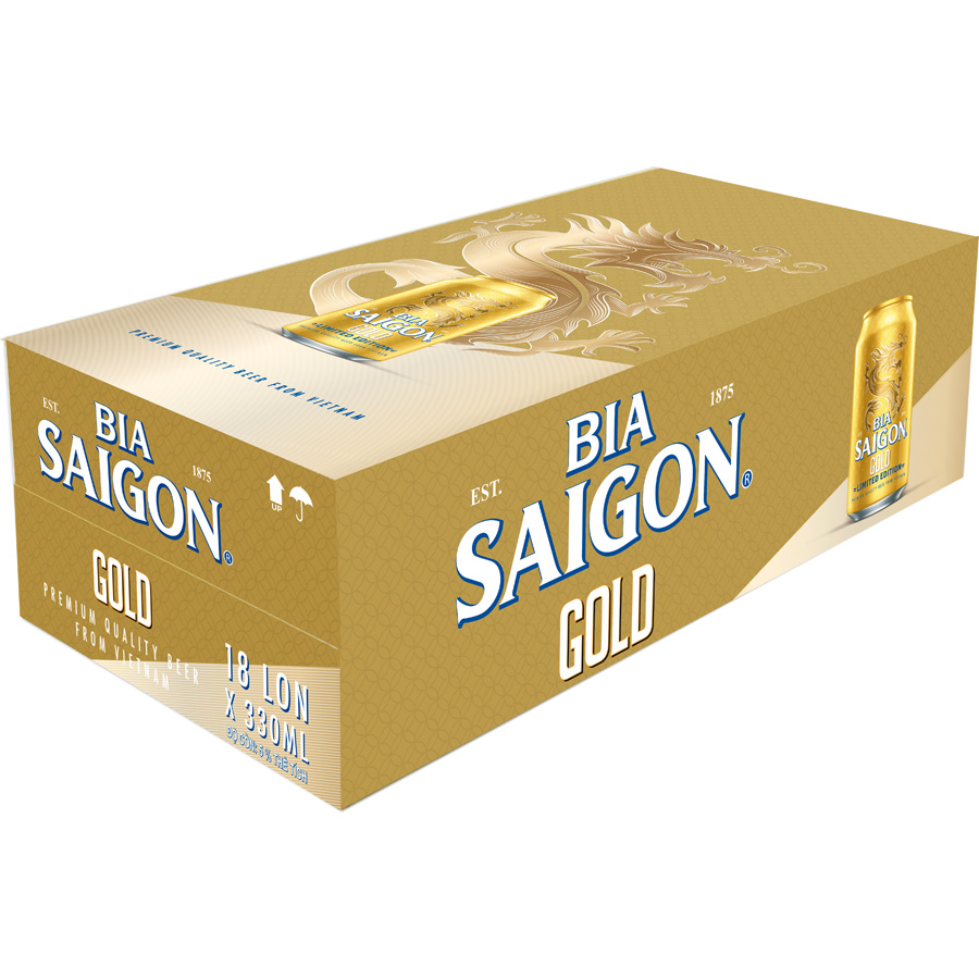 Thùng 18 Lon Bia Sài Gòn GOLD 330ml