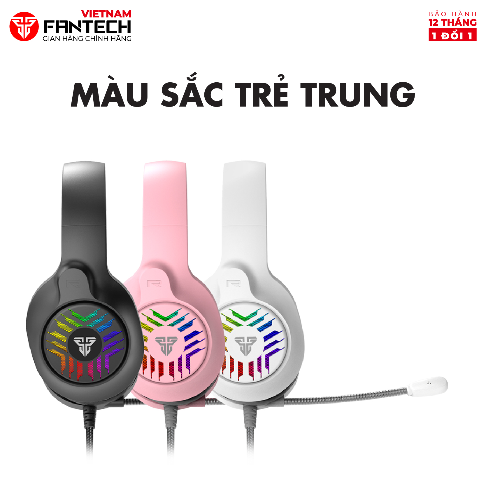 Tai nghe gaming Fantech MH87 Đèn LED RGB, Micro chống ồn - Chân cắm USB + 3.5mm - Hàng chính hãng