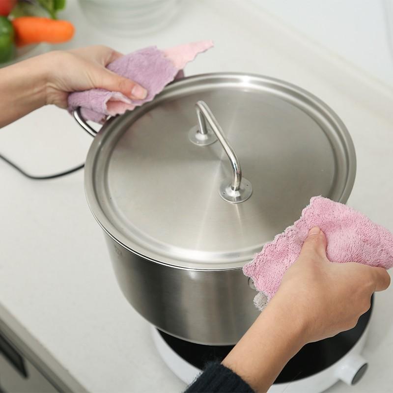 Khăn lau bếp Combo 10 Khăn lau đa năng 2 LỚP siêu thấm nước , siêu mềm mịn lau bếp, lau kính, lau bát tiện lợi
