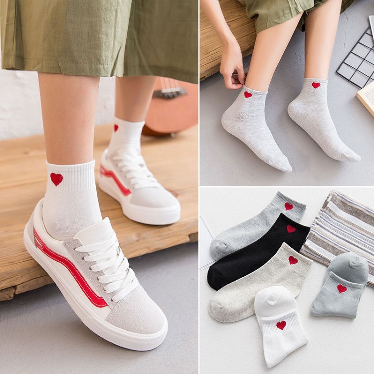 Combo 5 Đôi Tất Nữ Cổ Ngắn Hình Trái Tim đôi tất Quốc Dân