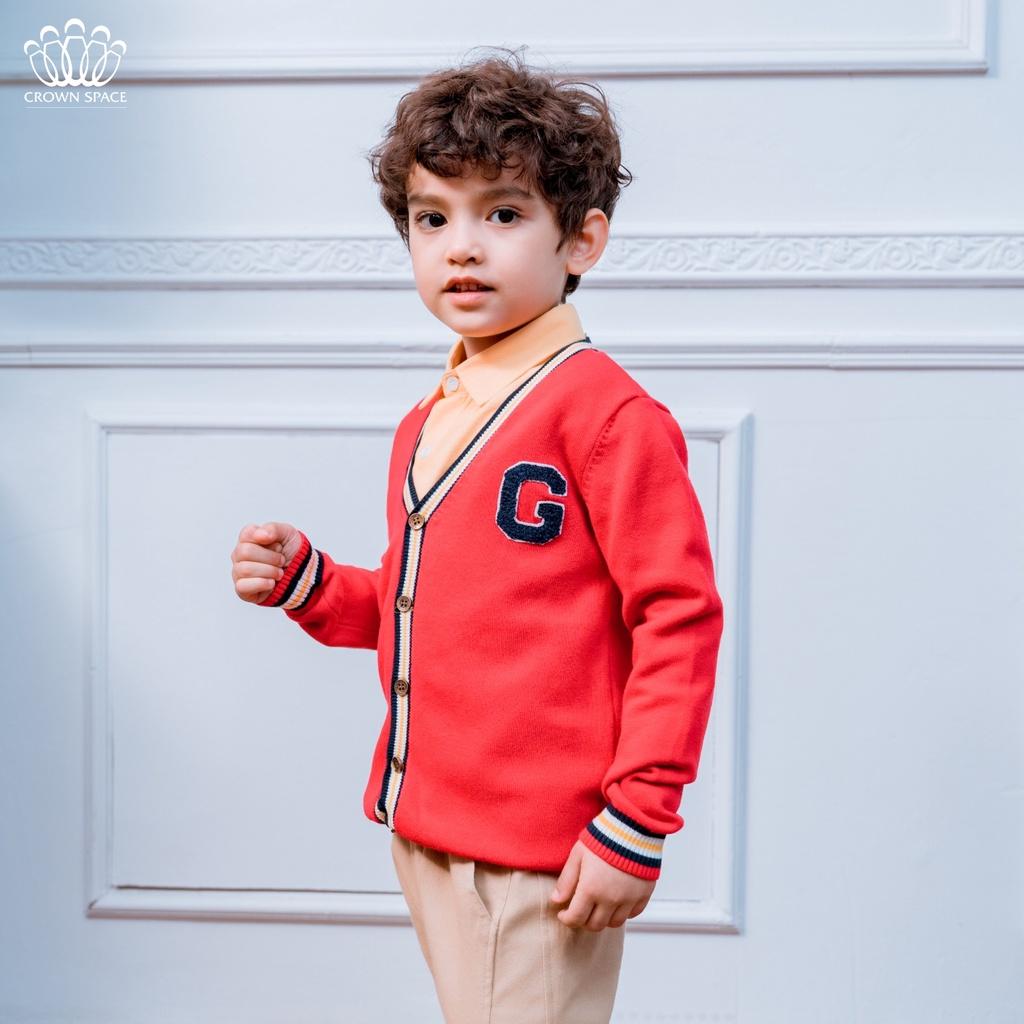 Áo Cardigan Bé Trai Cao Cấp Crown Space CKBL5411806 Chuẩn Soái Ca - Giữ Nhiệt Siêu Nhẹ Siêu Ấm - Size 19kg đến 24kg