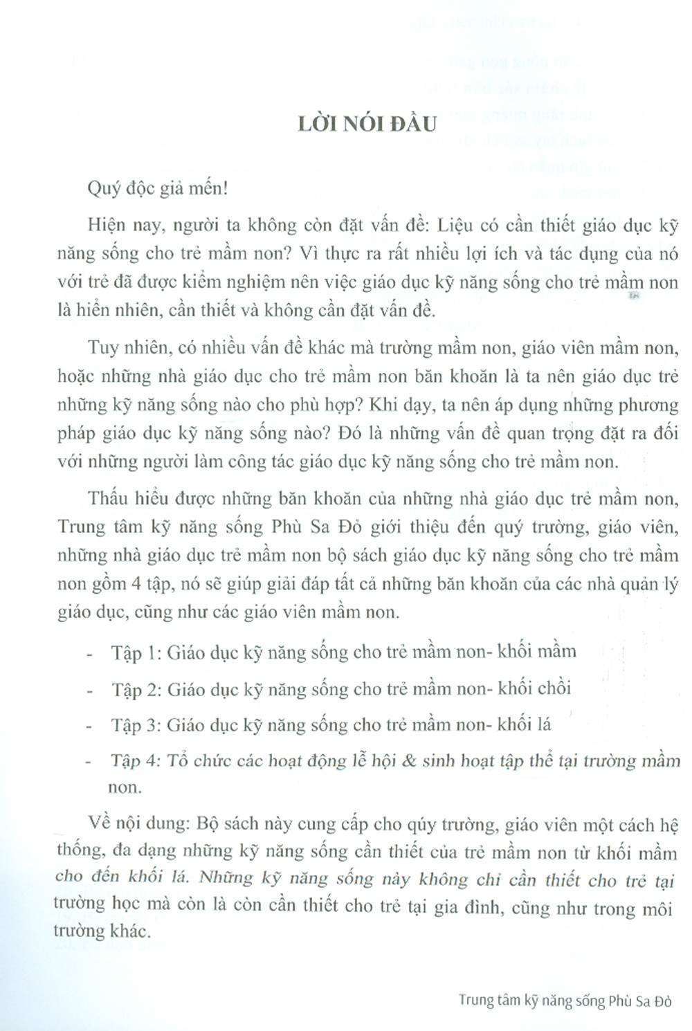 Giáo Dục Kỹ Năng Sống Cho Trẻ Mầm Non - Tập 1 (Sách Dành Cho Giáo Viên)