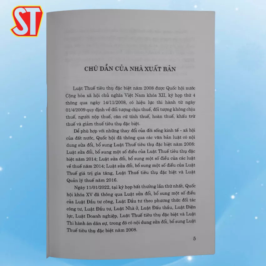 Sách Luật Thuế Tiêu Thụ Đặc Biệt (hiện hành) (sửa đổi, bổ sung năm 2014, 2016, 2022) - NXB Chính Trị Quốc Gia Sự Thật