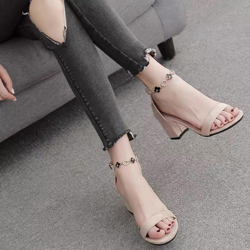 Giày SanDal Cao Gót 5 Phân Da Lộn Quai Mảnh Viền Đá 02830_151447