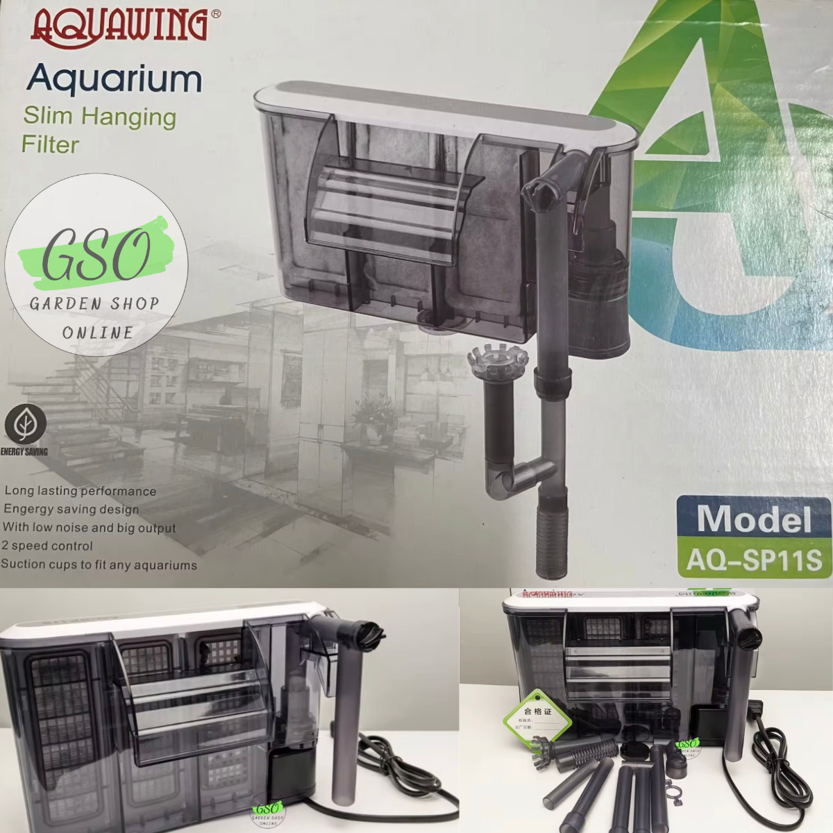 Lọc thác hồ cá kết hợp lọc váng AQUAWING 6W - AQ-SP011S lọc hút đáy - hút mặt nước