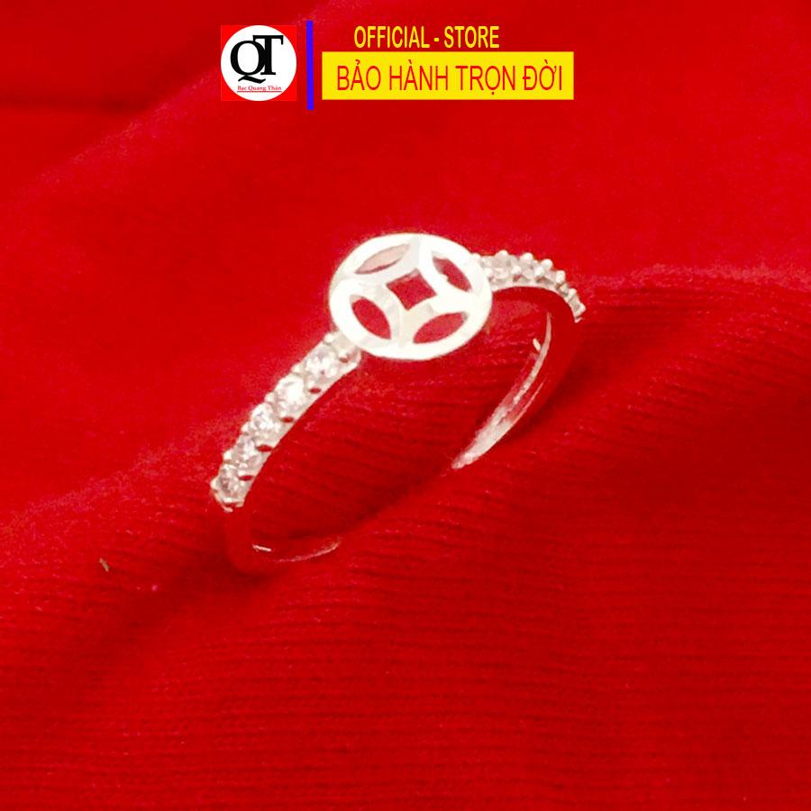 Nhẫn nữ mặt kim tiền phay sáng bóng chất liệu bạc ta - QTBU115