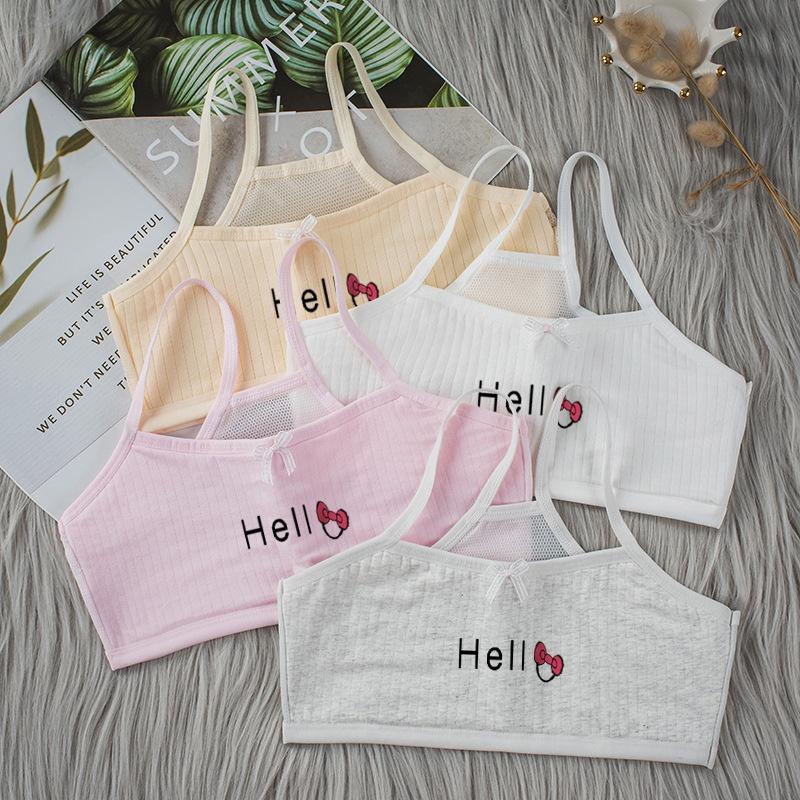 Hình ảnh Bra học sinh áo lá cho bé gái chất cotton co giãn 4 chiều hàng 2 lớp từ 30-46kg