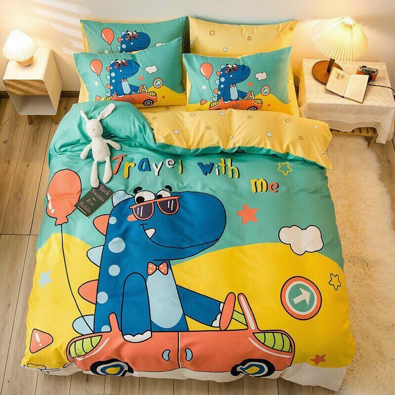 Bộ chăn ga Cotton Hoạt hình 5D M2T bedding chăn ga Hàn Quốc đủ size bo chun miễn phí