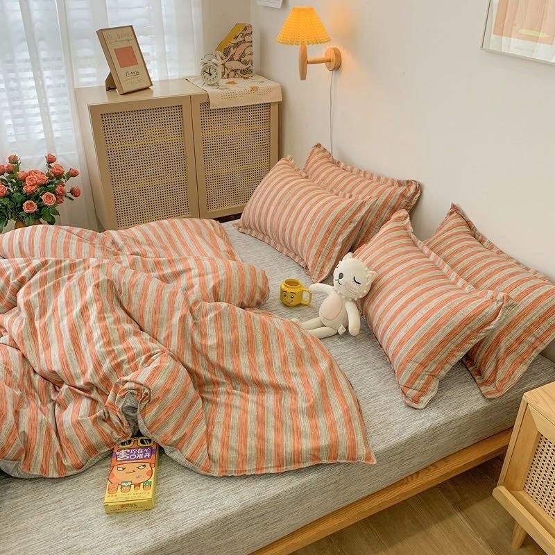 BỘ CHĂN GA CAO CẤP KOREA - SỌC CAM