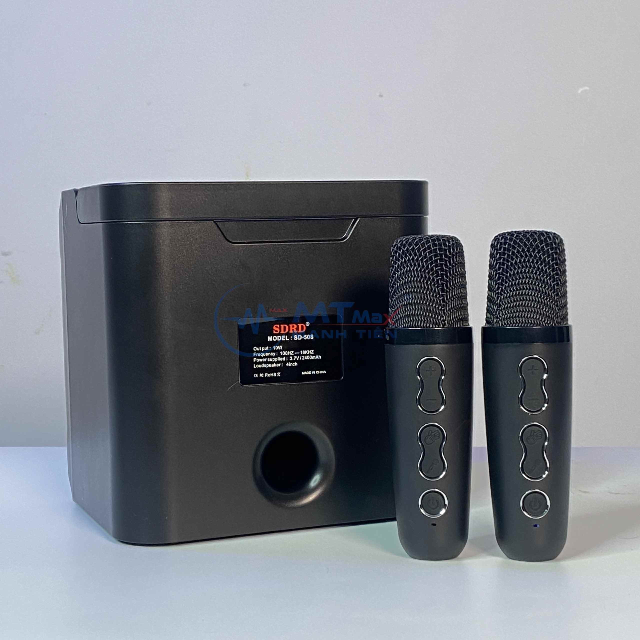 Loa Bluetooth SD 508 Kèm 2 Micro - Thiết Kế Mới Lạ, Đèn Led Mặt Trước, Thiết kế Nhỏ Gọn, Làm Bằng Nhựa Cao Cấp