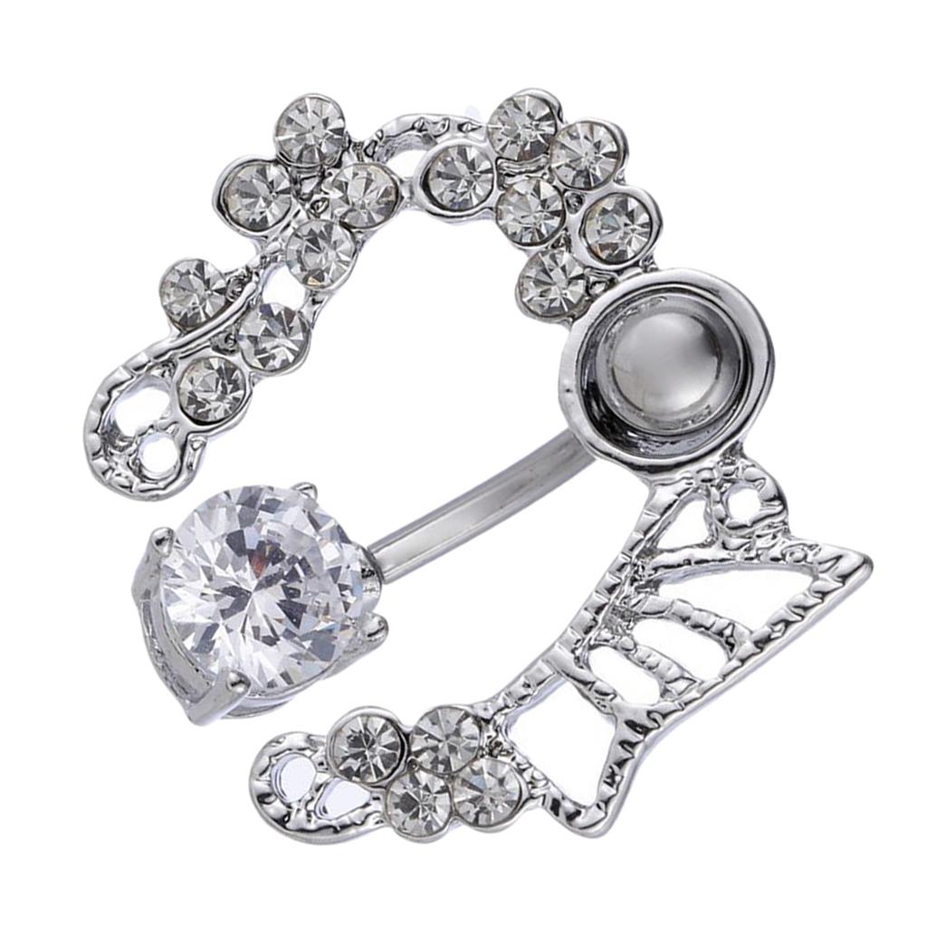 Zircon Navel Ring Belly Button Body Piercing Jewelry stainless steel Silver