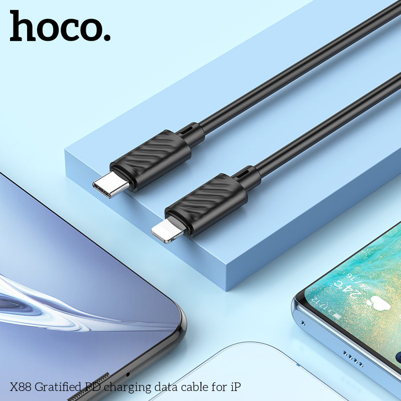 Cáp sạc nhanh PD20W Hoco X88 Type C dành cho IP10/11/12/13/14promax dây chống rối hàng chính hãng hoco