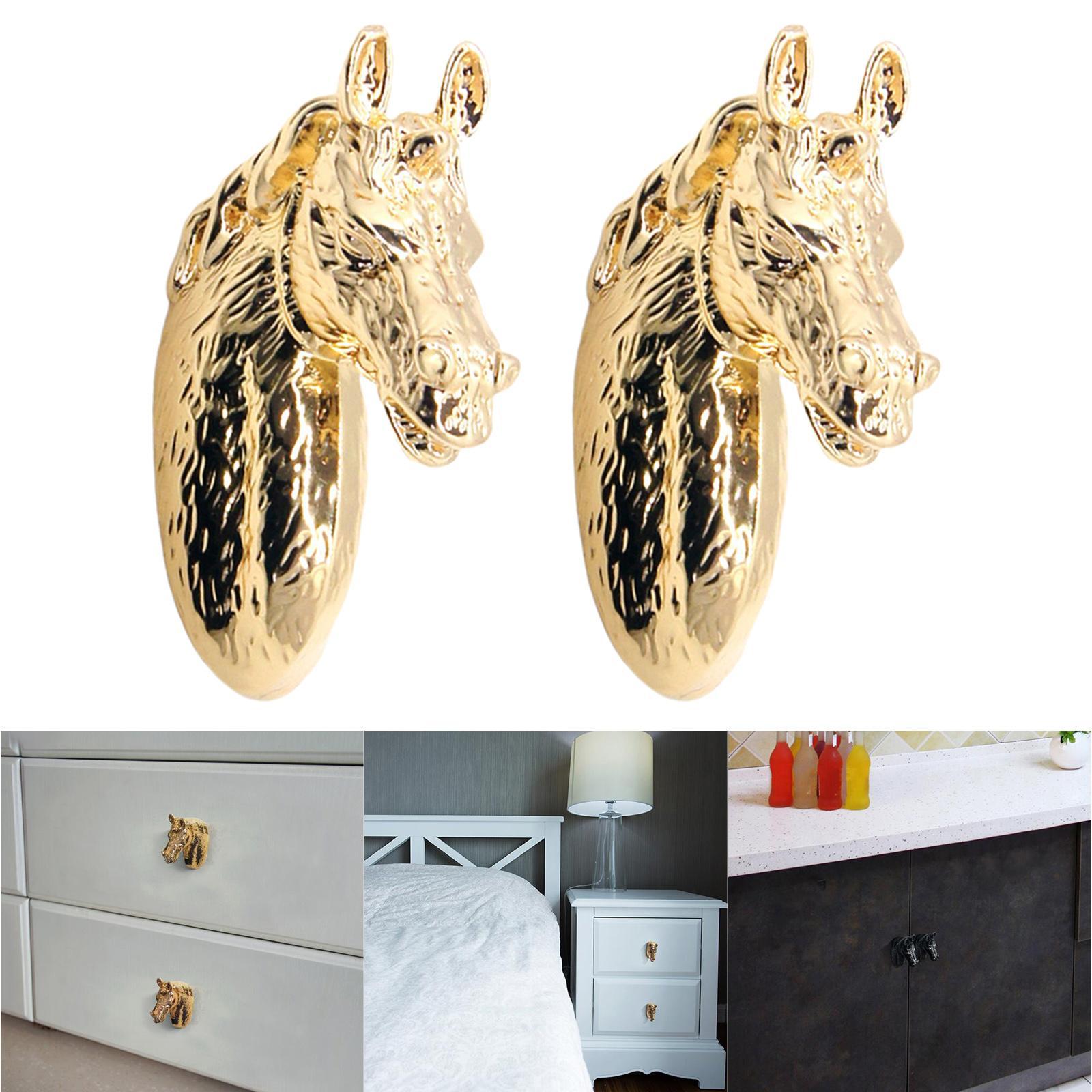 Horse Head Shaped Cabinet Door Handles Pulls Knobs Hardware with Screws