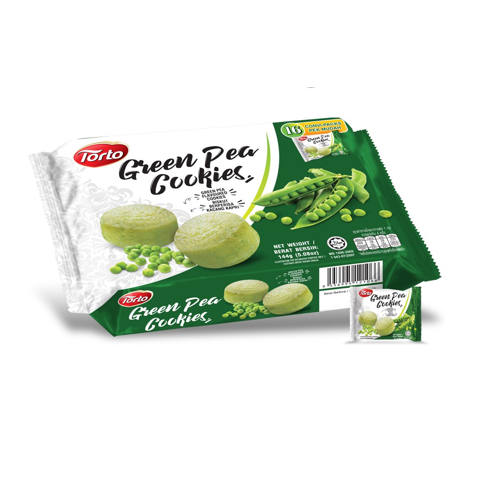 Thùng 24 hộp bánh quy Đậu Xanh White castle nhập khẩu Malaysia 144g Torto Asian Cookies Green Pea