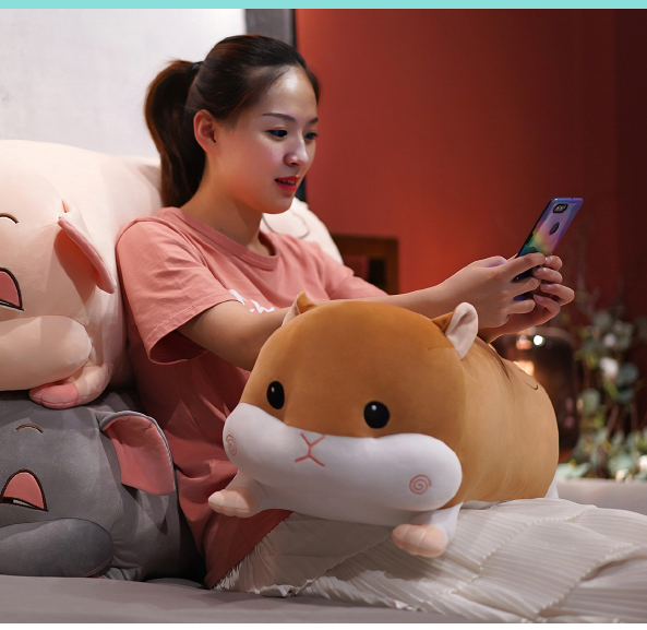 Gấu bông chuột Hamster nằm dễ thương siêu mềm mịn (50cm---&gt;80cm) vải miniso 4 chiều mềm mại êm ái, an toàn cho trẻ nhỏ