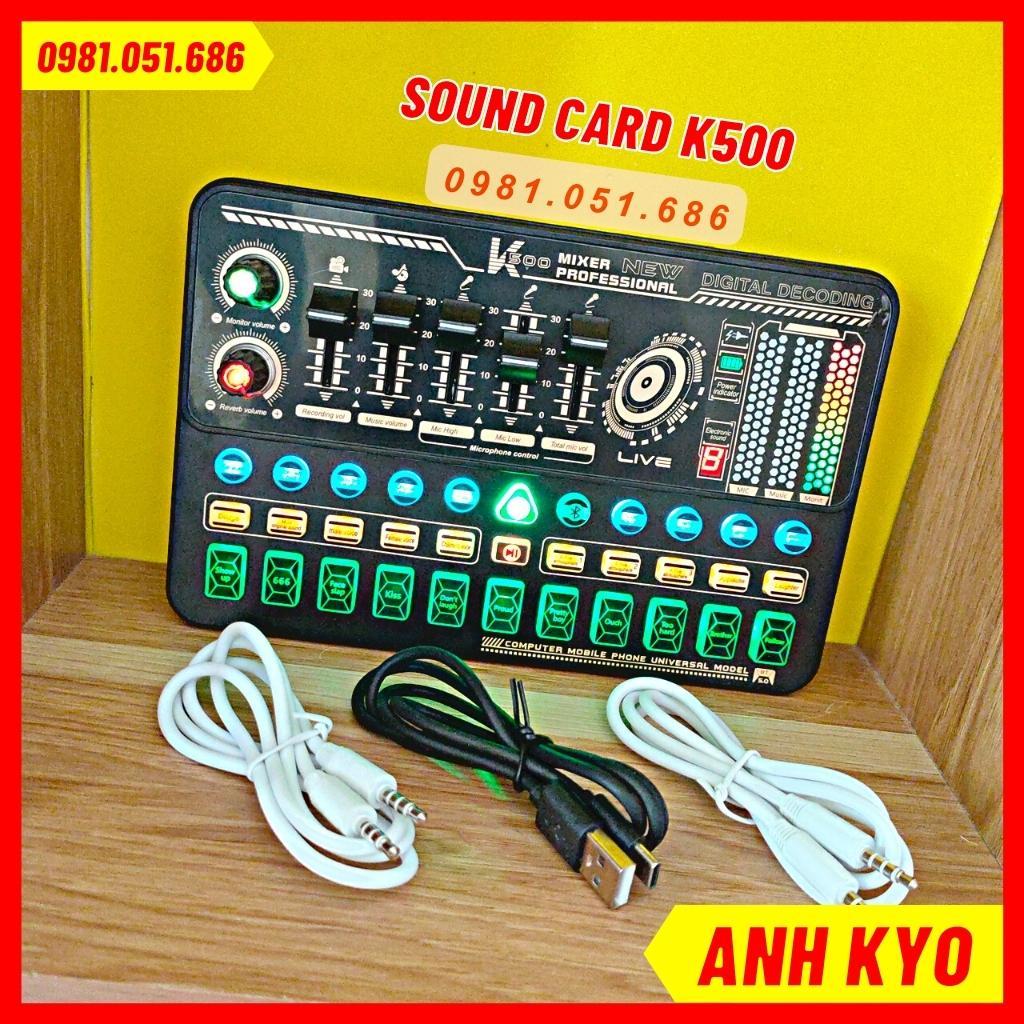 Sound Card K500 Bluetooth Tương Thích Nhiều Dòng Mic 5V và 48V Đầy Đủ Hiệu Ứng Tương Tác Khán Giả