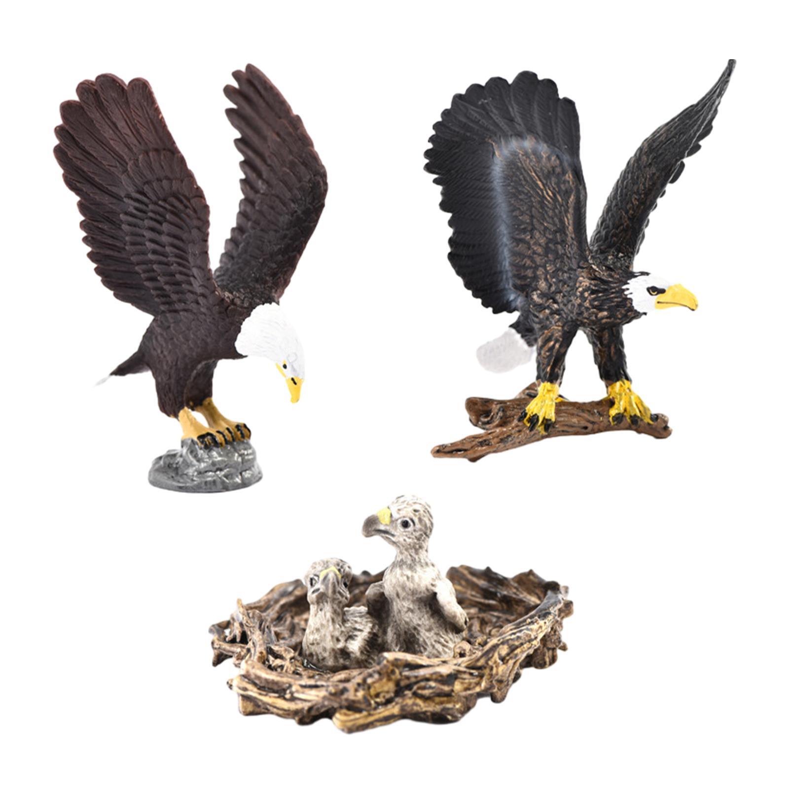 3Pcs Eagle Statue Set Animal Bird Figures for Tabletop Living Room Party