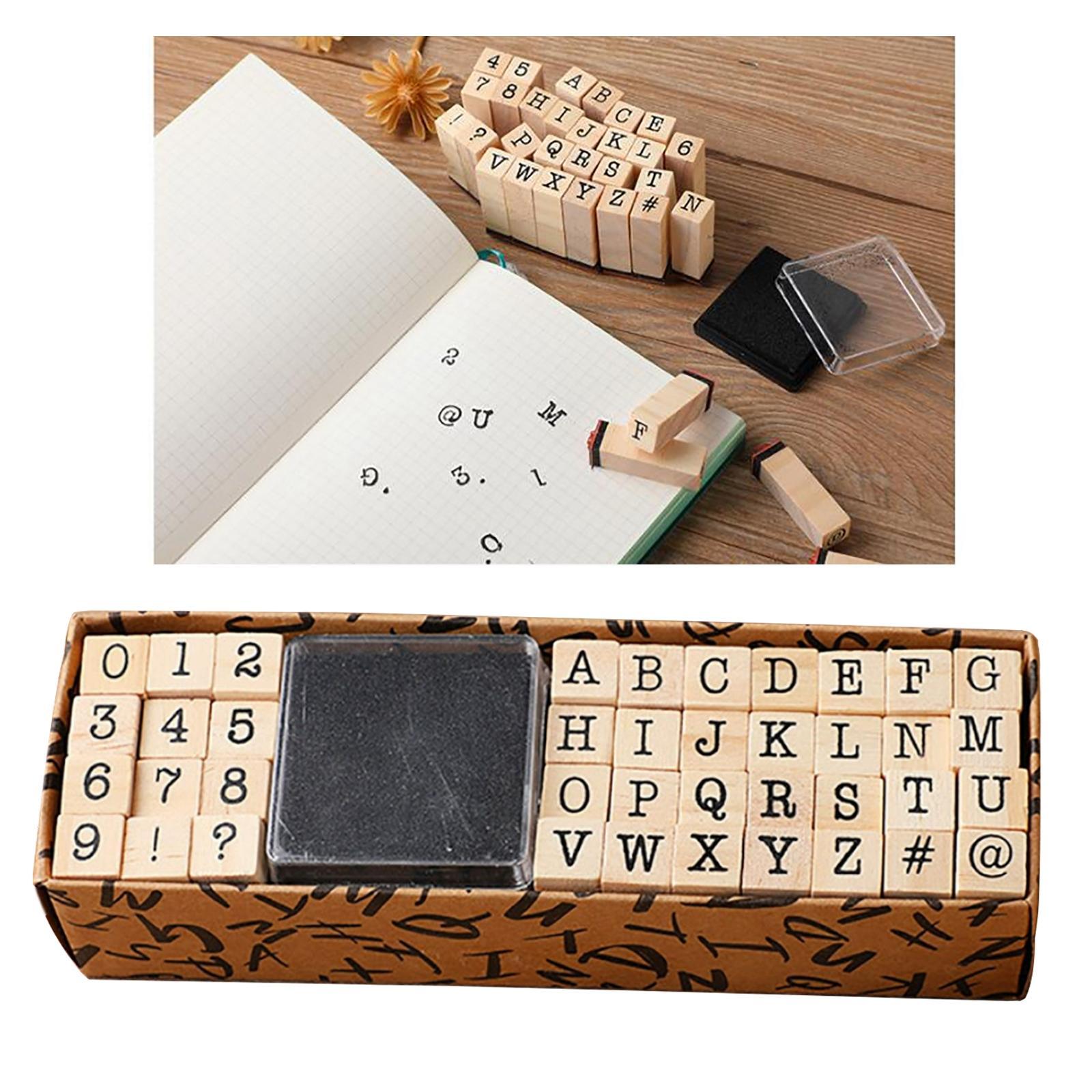 40 Pcs Wooden Rubber Stamp Letters Alphabets, Number and Letter Symbol Alphabet Mini Stamps for Clay Crafts, Card Making, Kids Painting