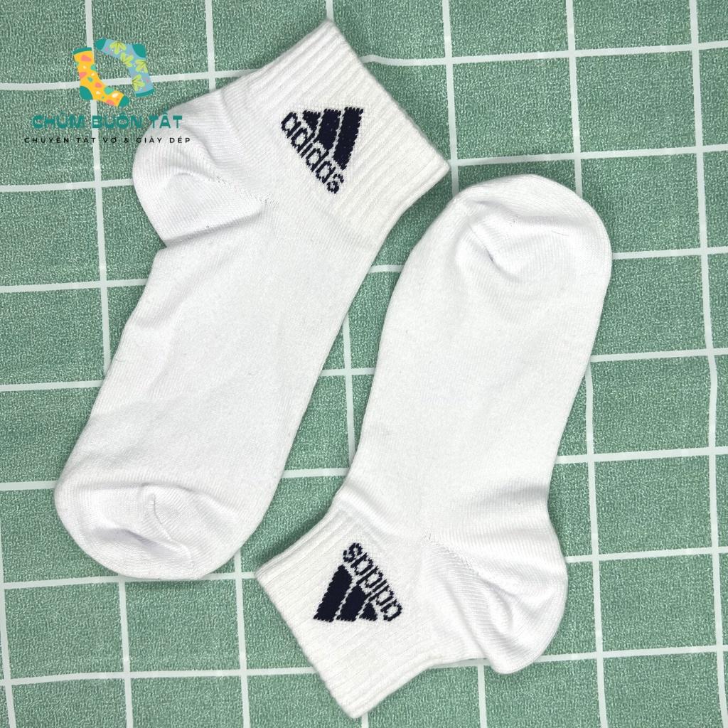 Vớ nam nữ cổ thấp chất cotton mềm mại thoáng khí tất màu trắng in logo - Chùm buôn tất h54