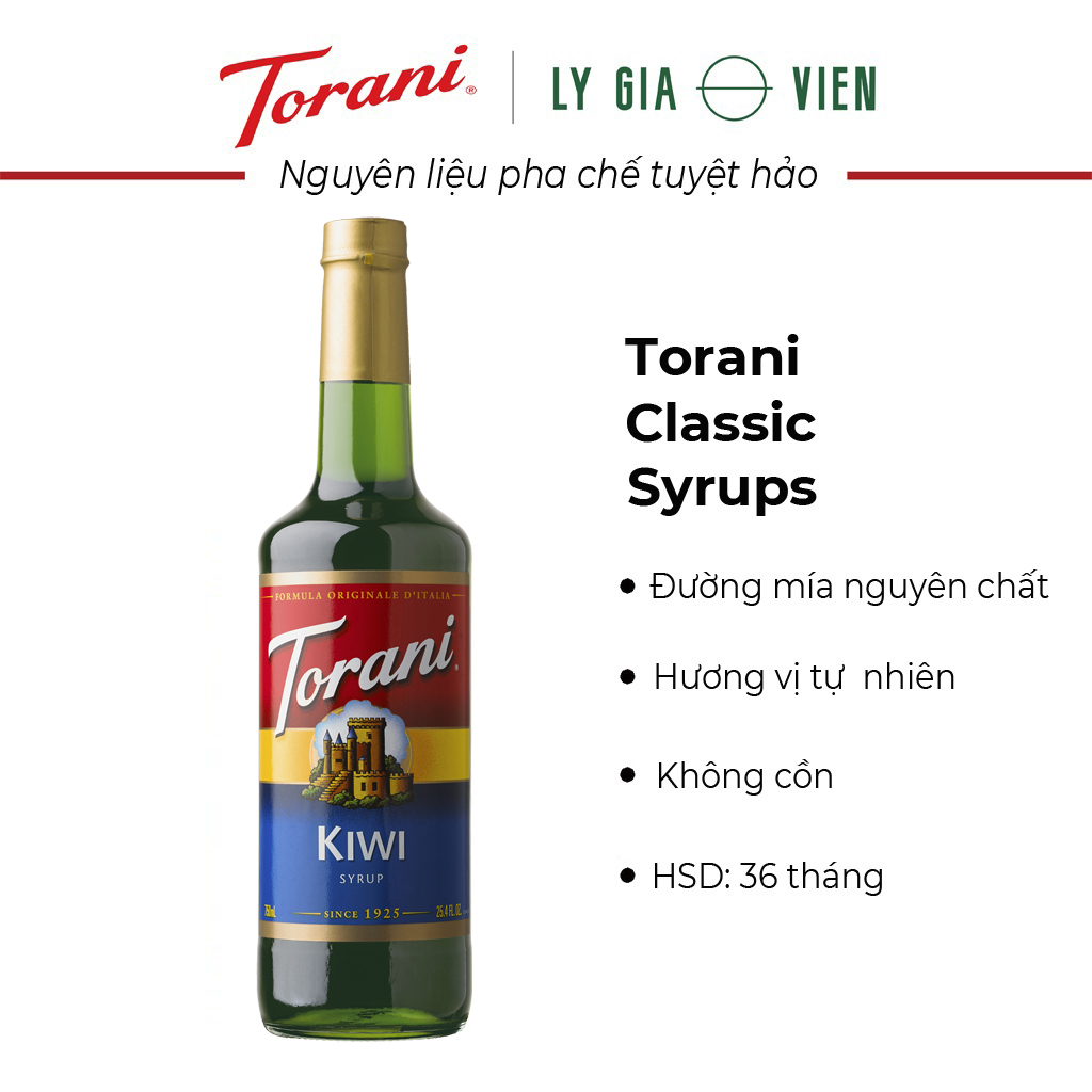 Siro Pha Chế Hương Vị Kiwi Torani Classic Kiwi Syrup 750ml Mỹ