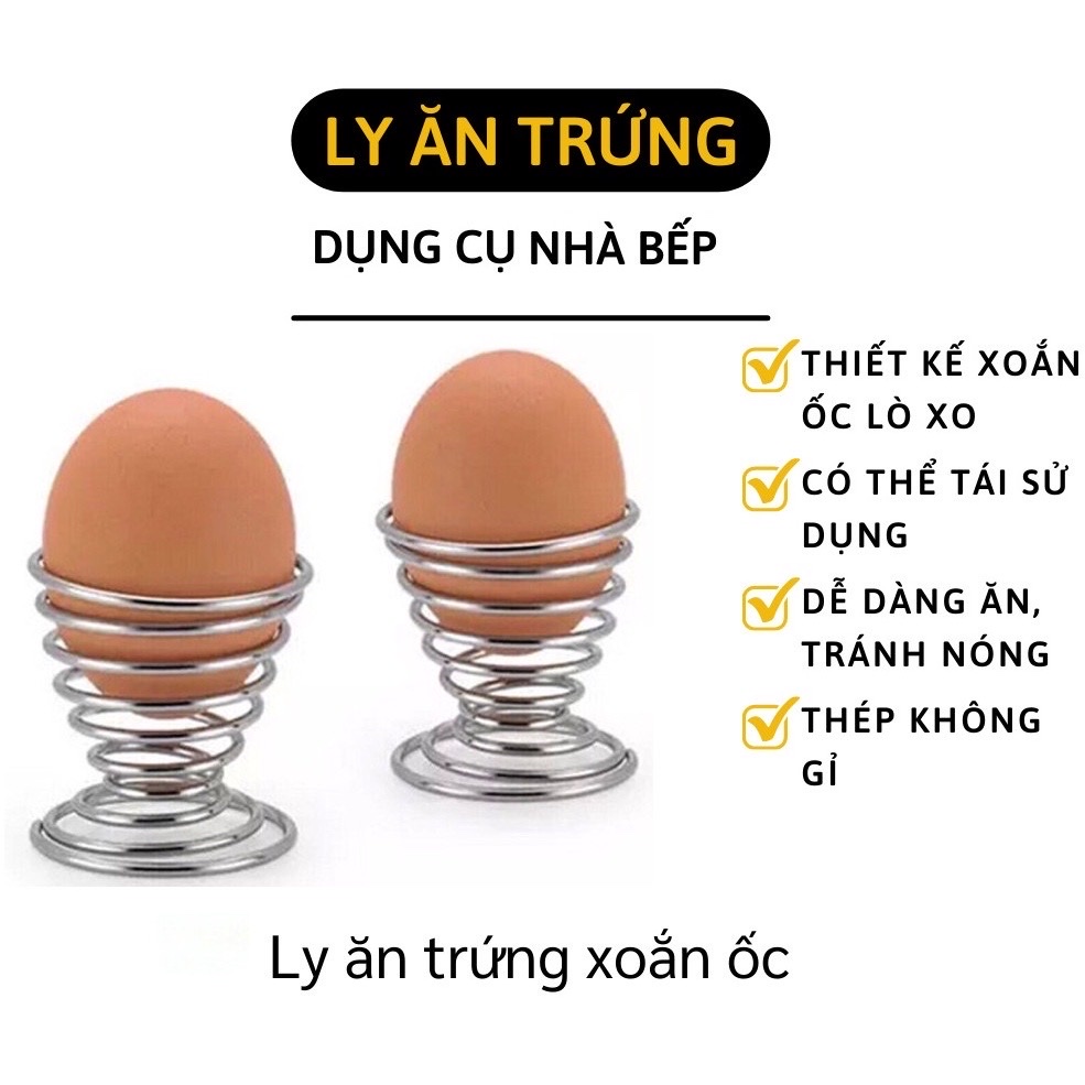 Sét 5 ly ăn trứng , thiết kế xoắn ốc bằng thép không gỉ ,hiện đại giúp cố định trứng cầm không bị nóng tay ,có thể uốn dẻo , không bị dính ,nhỏ gọn dễ dàng vệ sinh và mang theo