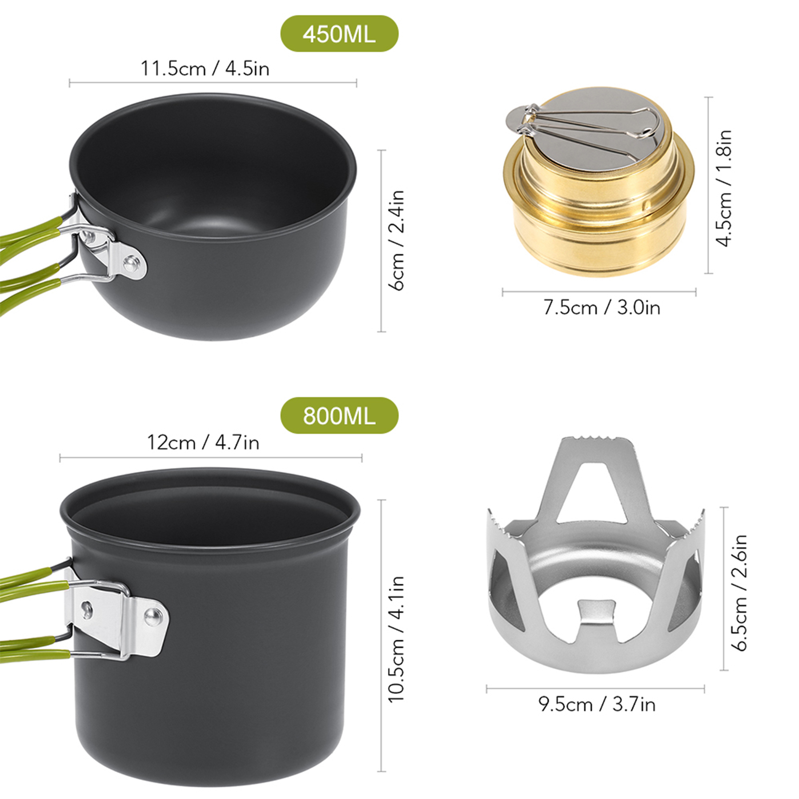 Bộ nấu ăn mini bao gôm bếp cồn nồi và giá đỡ thích hợp cho cắm trại dã ngoại …