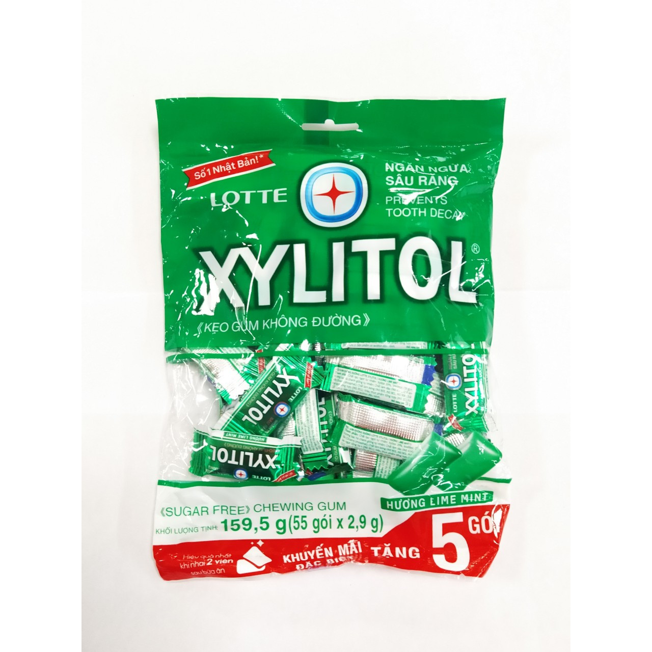 Kẹo Cao Su Xylitol Lime Mint 159,5g