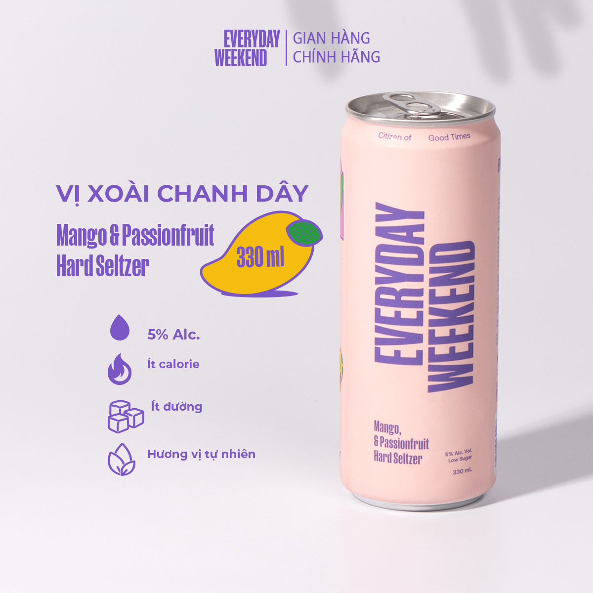 Combo 2 Thùng 4 lon Everyday Weekend Cocktail vị Xoài Chanh Dây (8 lon x 330ml/lon)