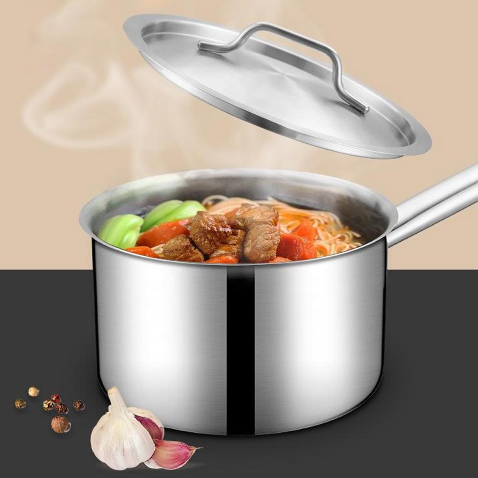 Milk Pot Stainless Steel Cooking Pot, Spaghetti Multipurpose Portable Cheese Noodles Induction Pot, Sauce Pan with Lid for Restaurants Kitchen