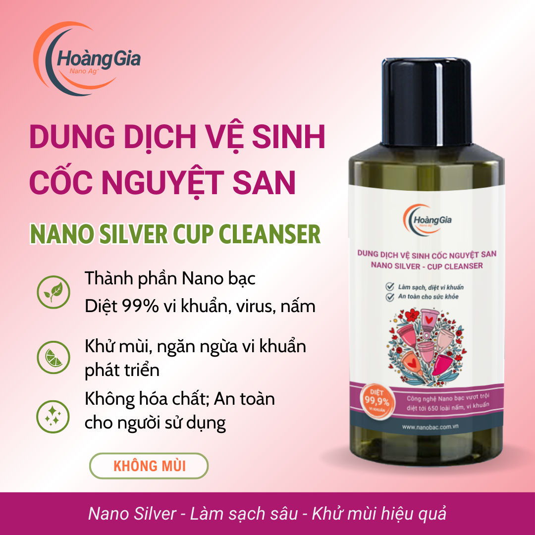 Dung Dịch Vệ Sinh Cốc Nguyệt San Nano Bạc - Làm Sạch, Khử Khuẩn Dịu Nhẹ &amp; An Toàn, Không Kích Ứng
