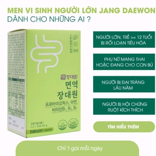 Men vi sinh Jang Daewon Hộp 30 gói - Dành cho người bị viêm đại tràng, ruột kích thích, rối loạn tiêu hóa, mẹ bầu táo bón, đầy hơi và người lớn