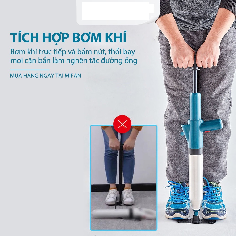 Súng Thông Tắc Bồn Cầu, Chậu Rửa Bát, Bồn Tắm - Khí Nén AGT Cực Mạnh 8kg - Nhựa ABS Cao Cấp