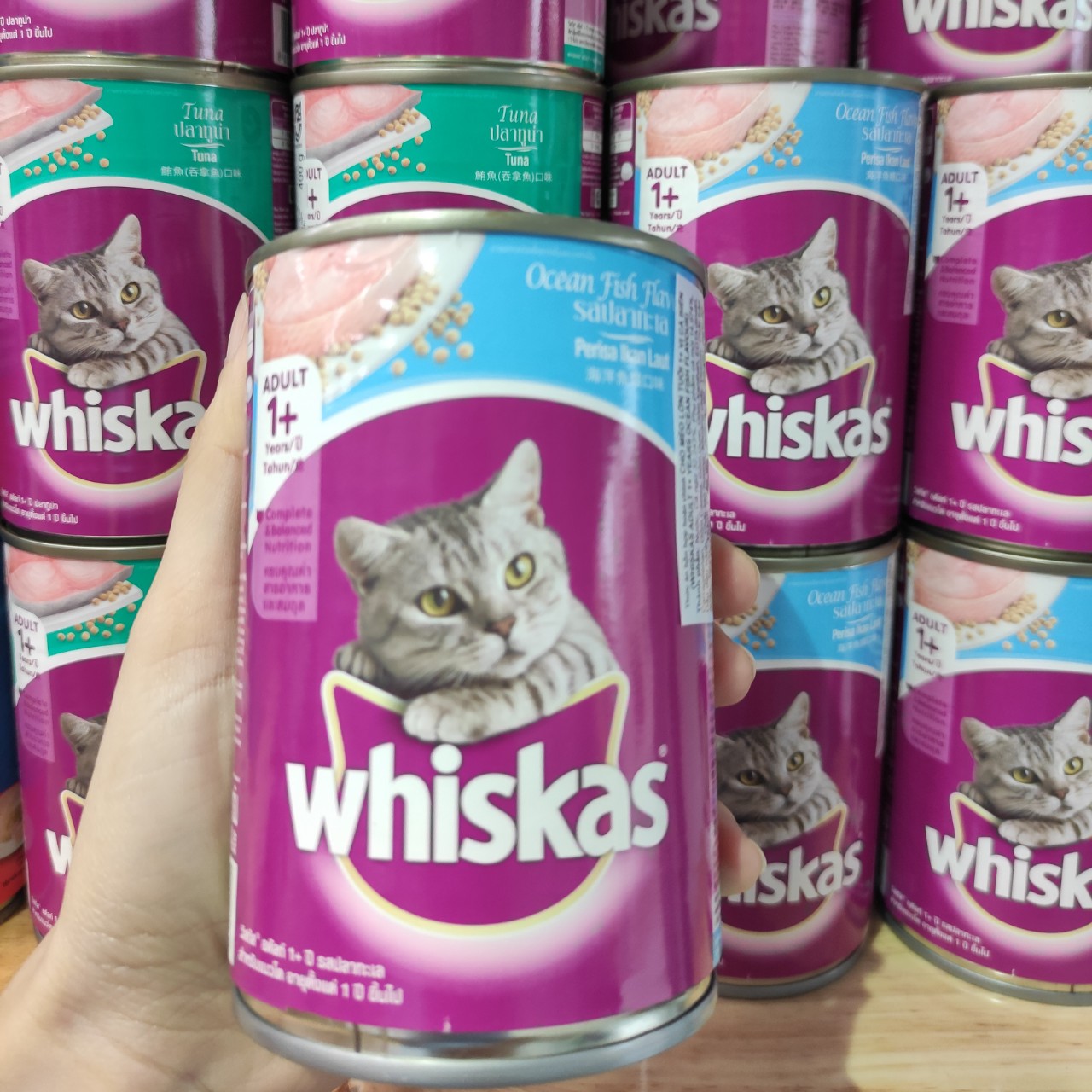 COMBO 5 Lon Pate Cho Mèo Vị Cá Ngừ Và Cá Biển Whiskas 400g - YonaPetshop