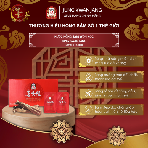 Nước Uống Tăng Lực Hồng Sâm KGC Jung Kwan JangWon (15 gói)-SYPT