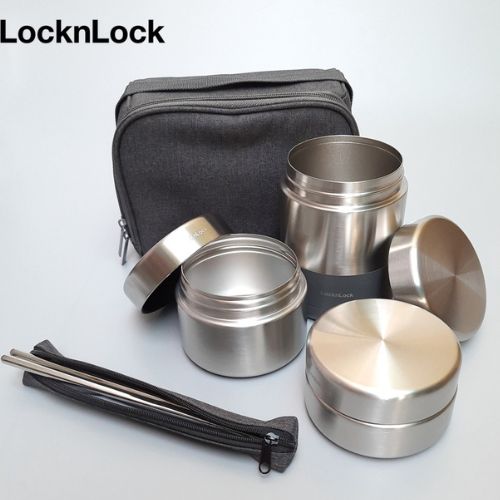 Bộ Hộp Cơm Giữ Nhiệt Lock&Lock Dung Tích 1.150ml Giữ Nhiệt Tới 6h - Màu Xám