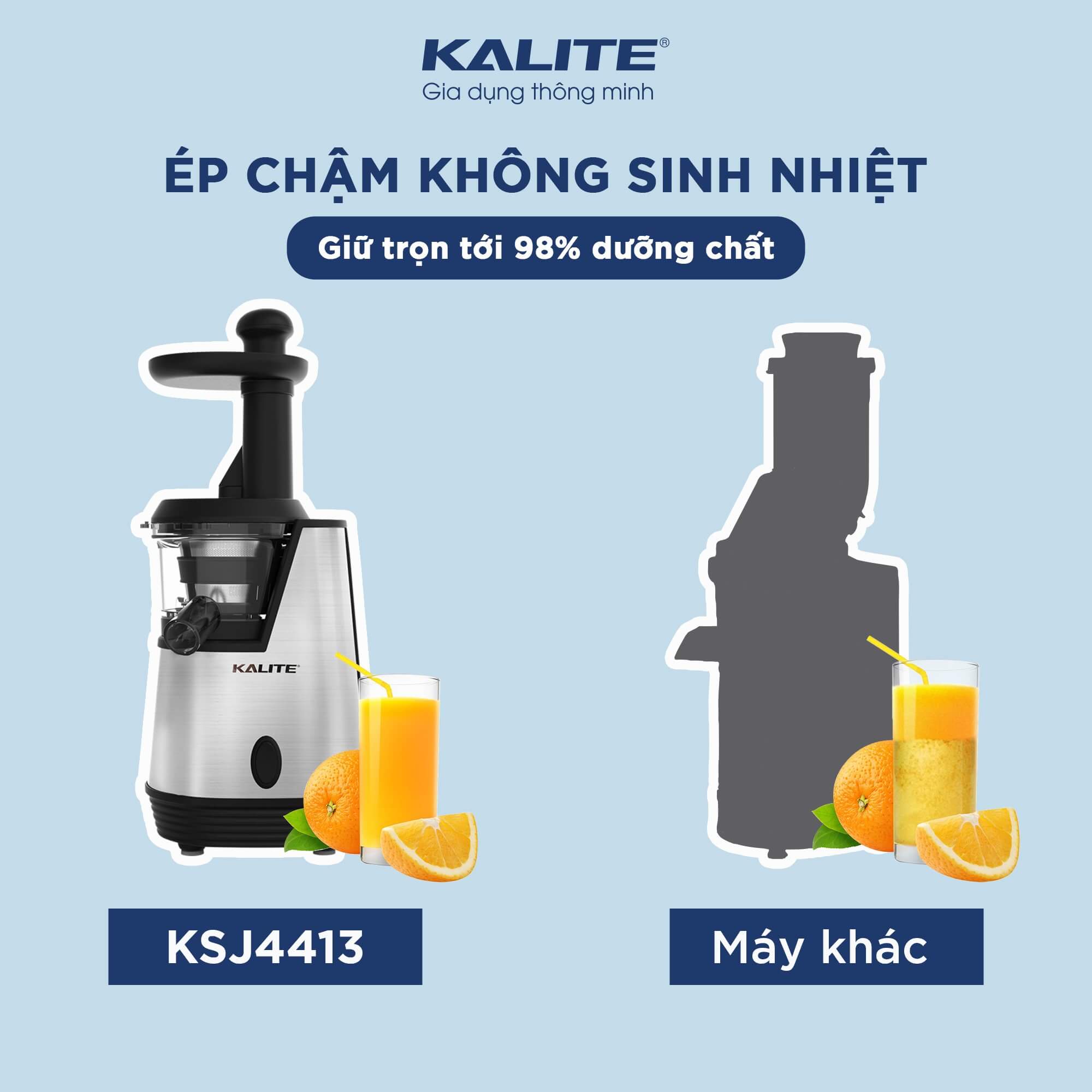 Máy Ép Trái Cây, Máy Ép Chậm KALITE KSJ4413 Công Nghệ Châu Âu Dung Tích 350 ML Công Suất 20 0W - Hàng Chính Hãng