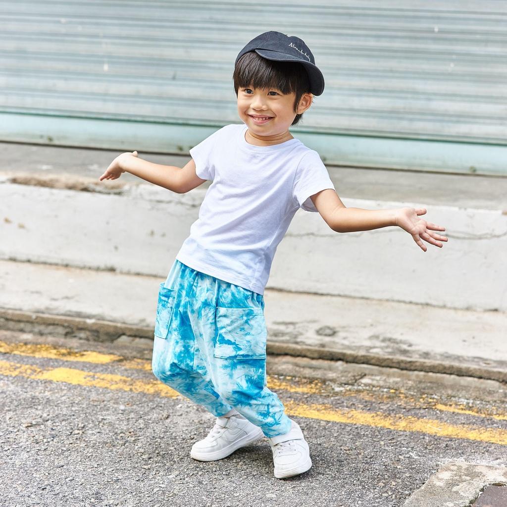 Quần thụng thể thao trai bé gái 2 - 5 tuổi vải cotton màu xanh dương họa tiết vệt loang TBTM2-1535 - OETEO One of A Kind