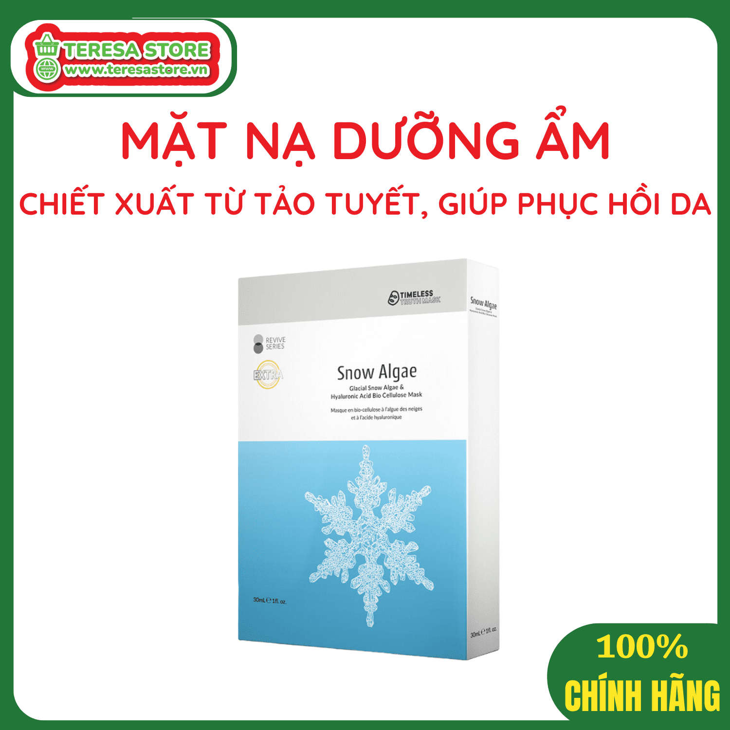 Mặt nạ dưỡng ẩm, phục hồi da chiết xuất Tảo Tuyết Timeless Truth Mask - Snow Algae (3 miếng x 30ml)