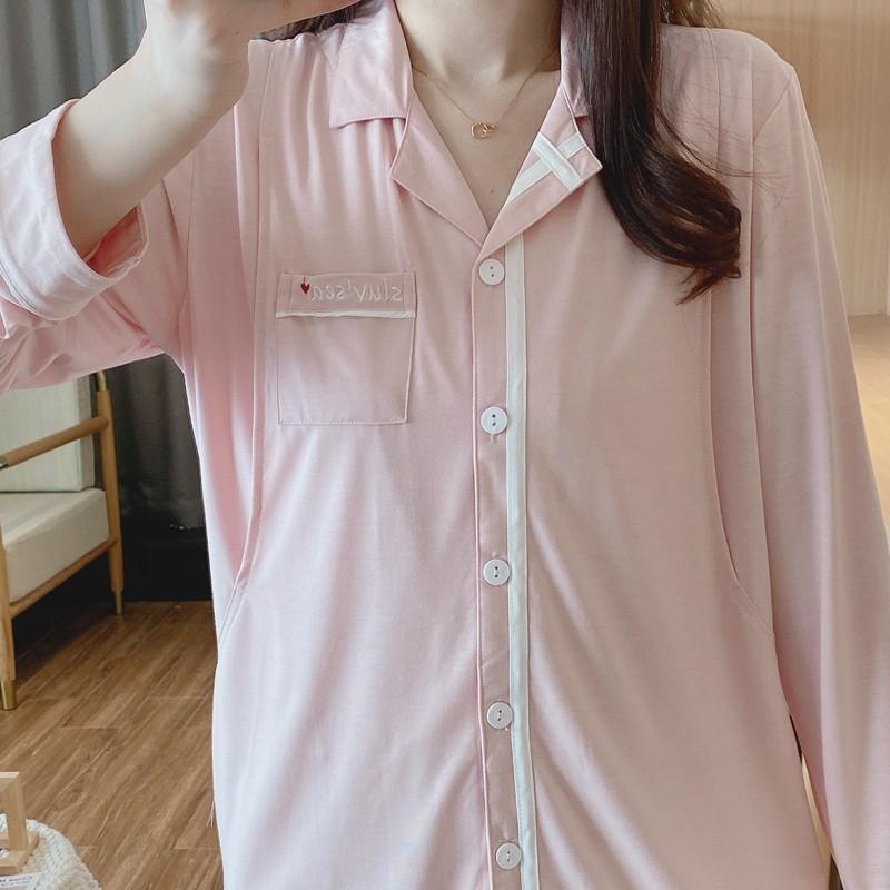 Bộ mặc nhà và sau sinh modal dáng Pyjamas xanh và hồng Snugg